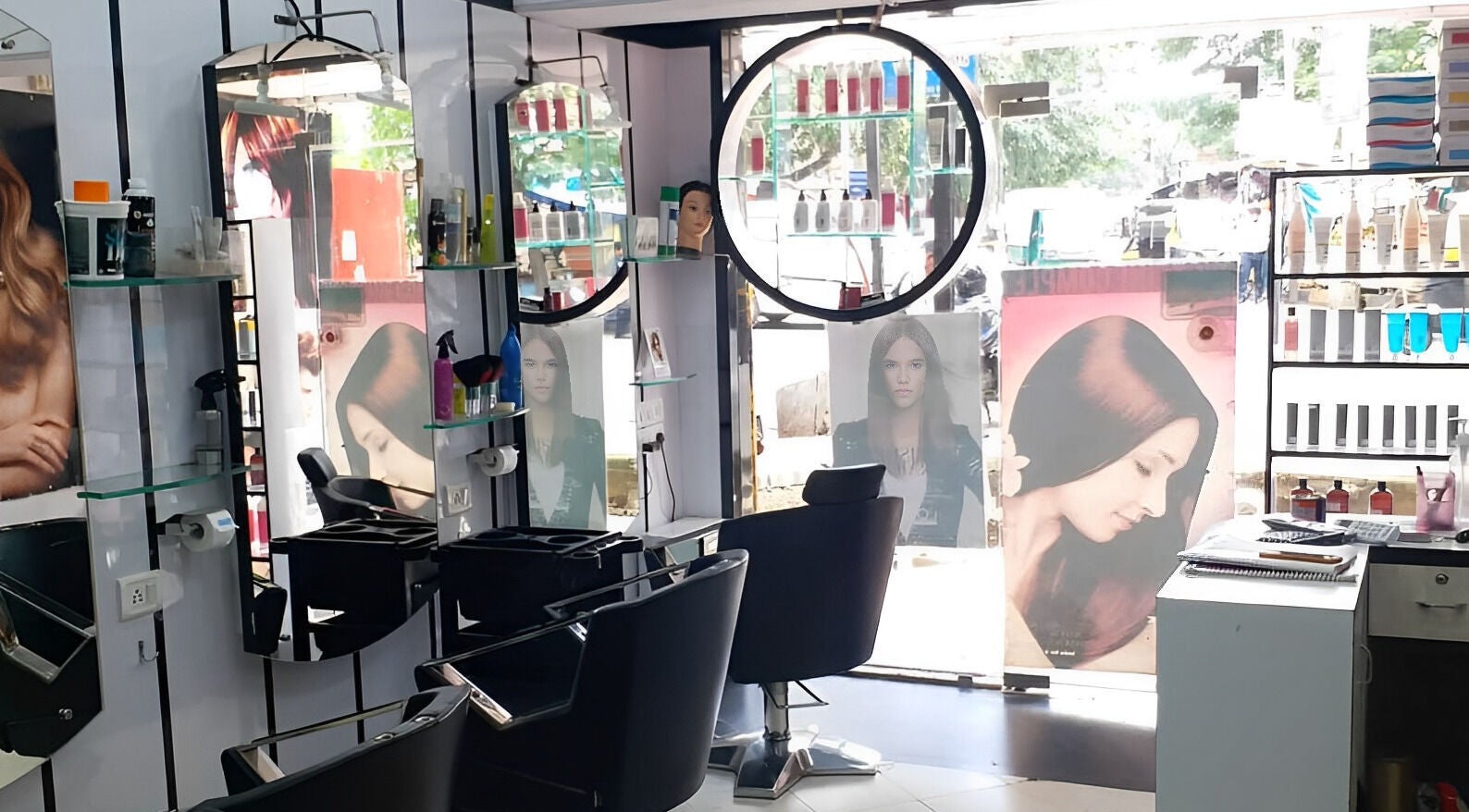 Sleek Milon Salon interior in Mumbai, Maharashtra, IN, featuring modern chairs and stylish decor.