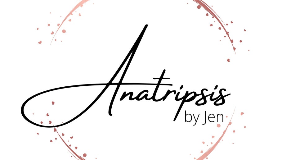 Logo van Anatripsis by Jen in Tilburg, NL met artistiek roze spatten design.