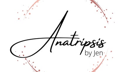 Logo van Anatripsis by Jen in Tilburg, NL met artistiek roze spatten design.