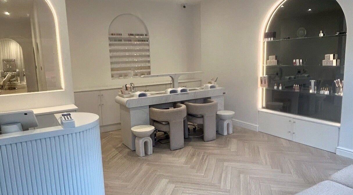 Elegant nail salon at Allure - Jesmond, Newcastle upon Tyne, England, GB with modern decor and cozy seating.