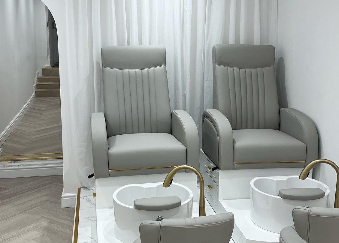 Luxurious pedicure chairs at Allure - Jesmond in Newcastle upon Tyne, England, GB revealing plush relaxation.