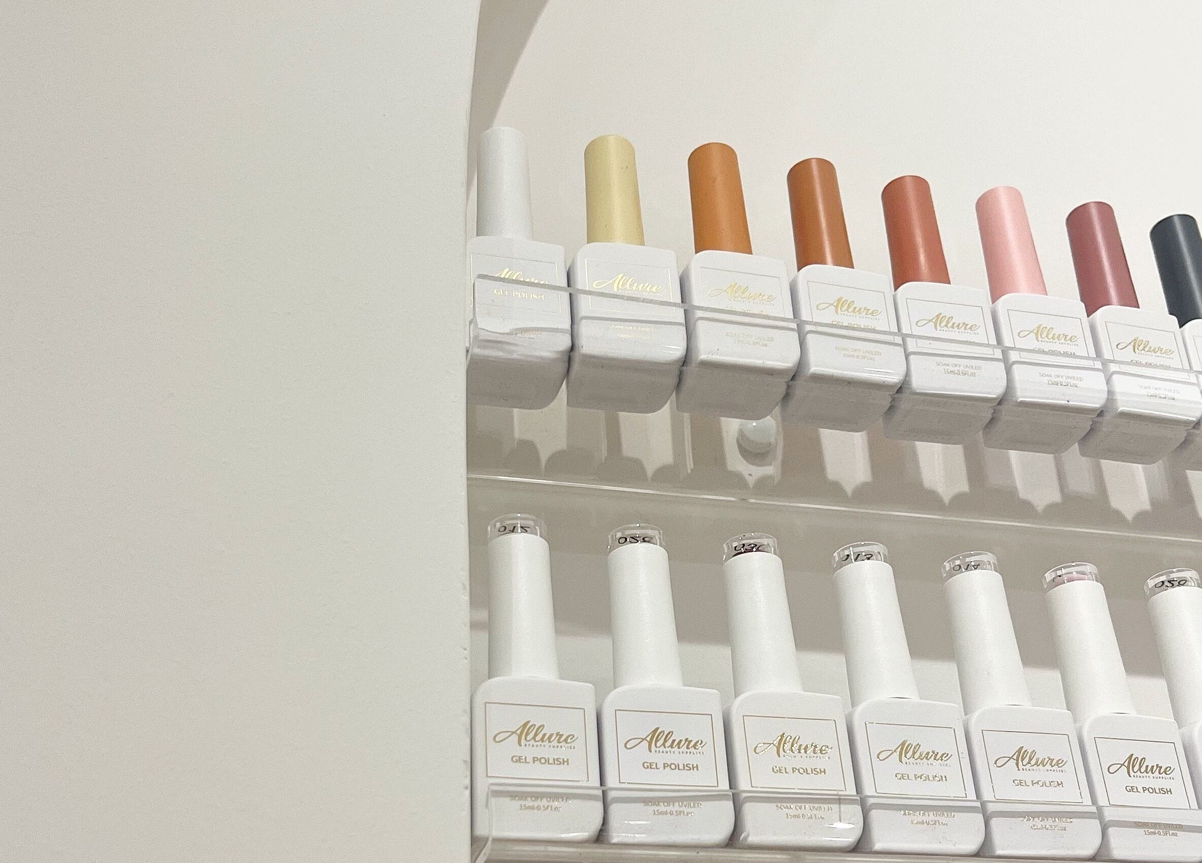 A chic display of nail polish at Allure - Jesmond in Newcastle upon Tyne, England, GB.