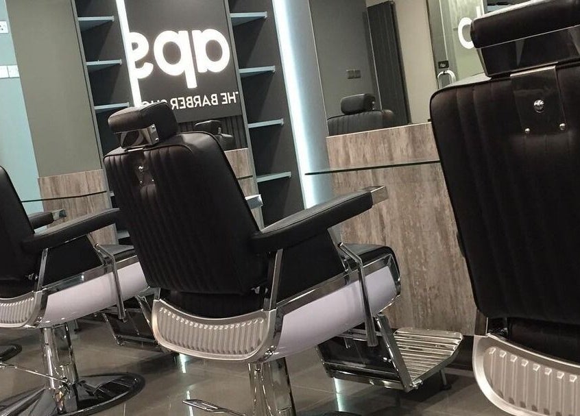 Modern barber chairs at Chaps The Barbershop, Edinburgh, Scotland, GB. Sleek design for a premium grooming experience.