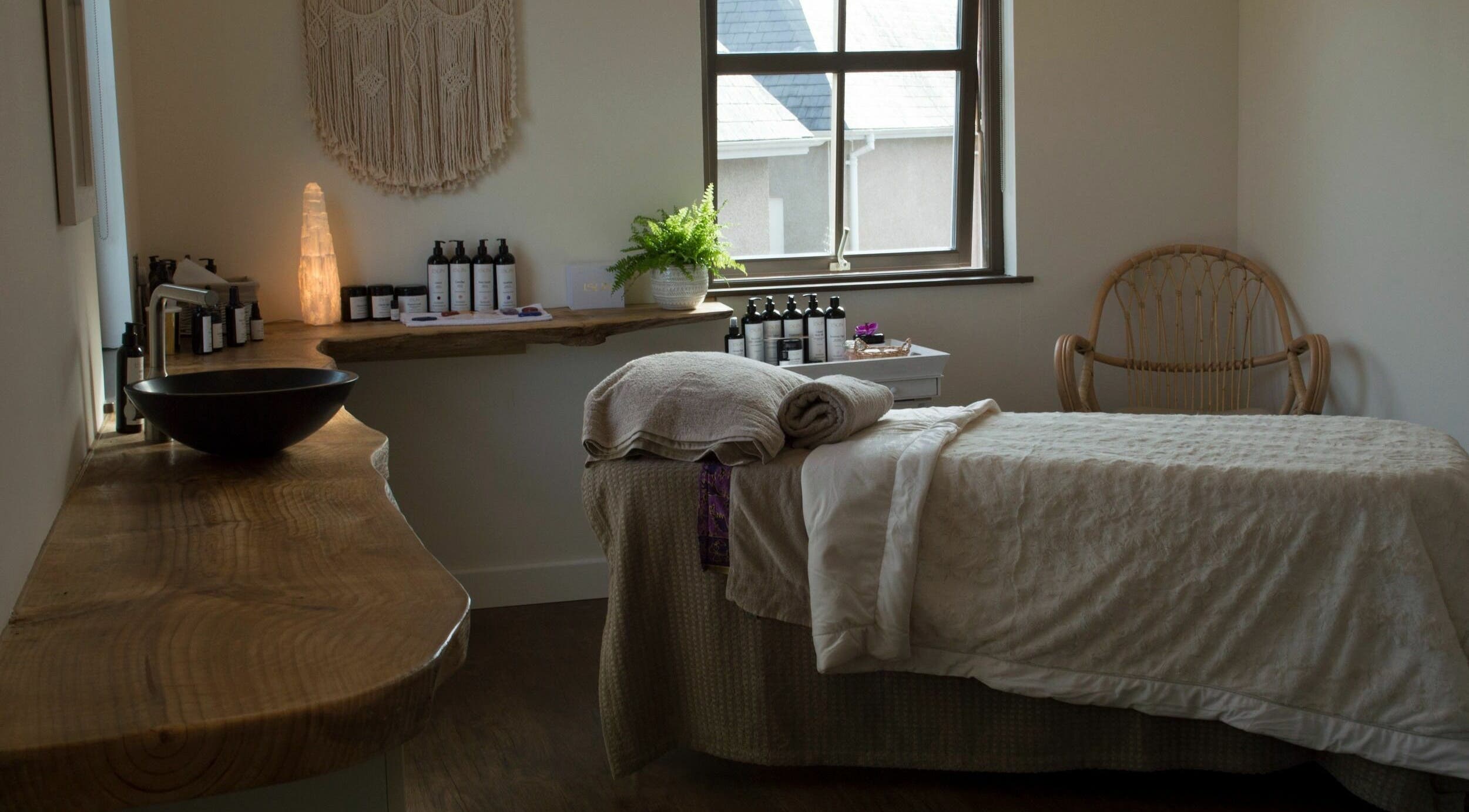 Serene spa room at The Journey Studio at David Hick, Carrefour Selous, St Lawrence, JE.