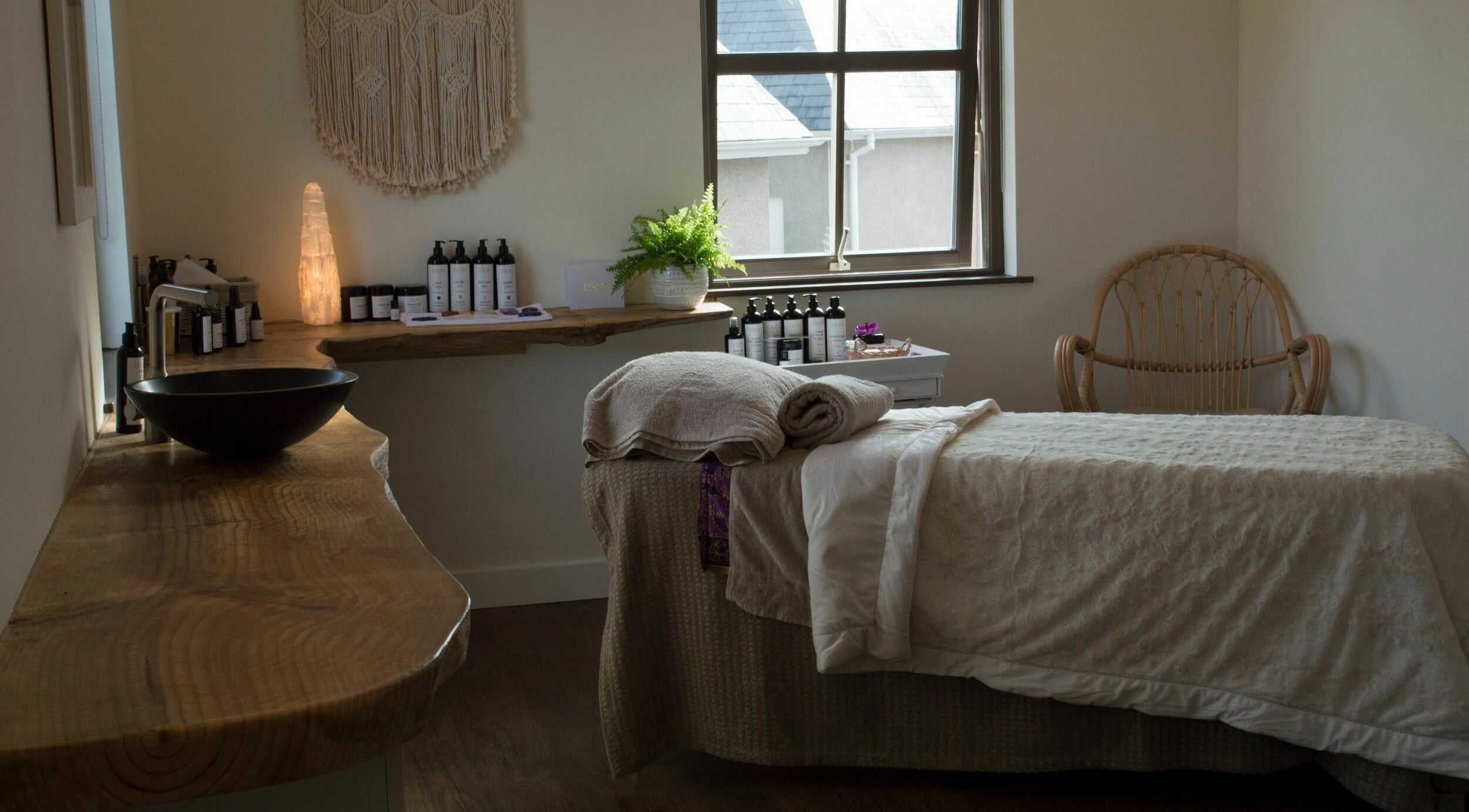 Serene spa room at The Journey Studio at David Hick, Carrefour Selous, St Lawrence, JE.