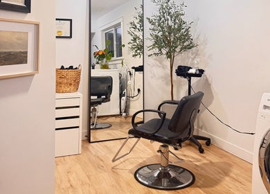Elegant salon space at Jessica Blackmon - Hairstylist in Langley City, British Columbia, CA, featuring a sleek chair.