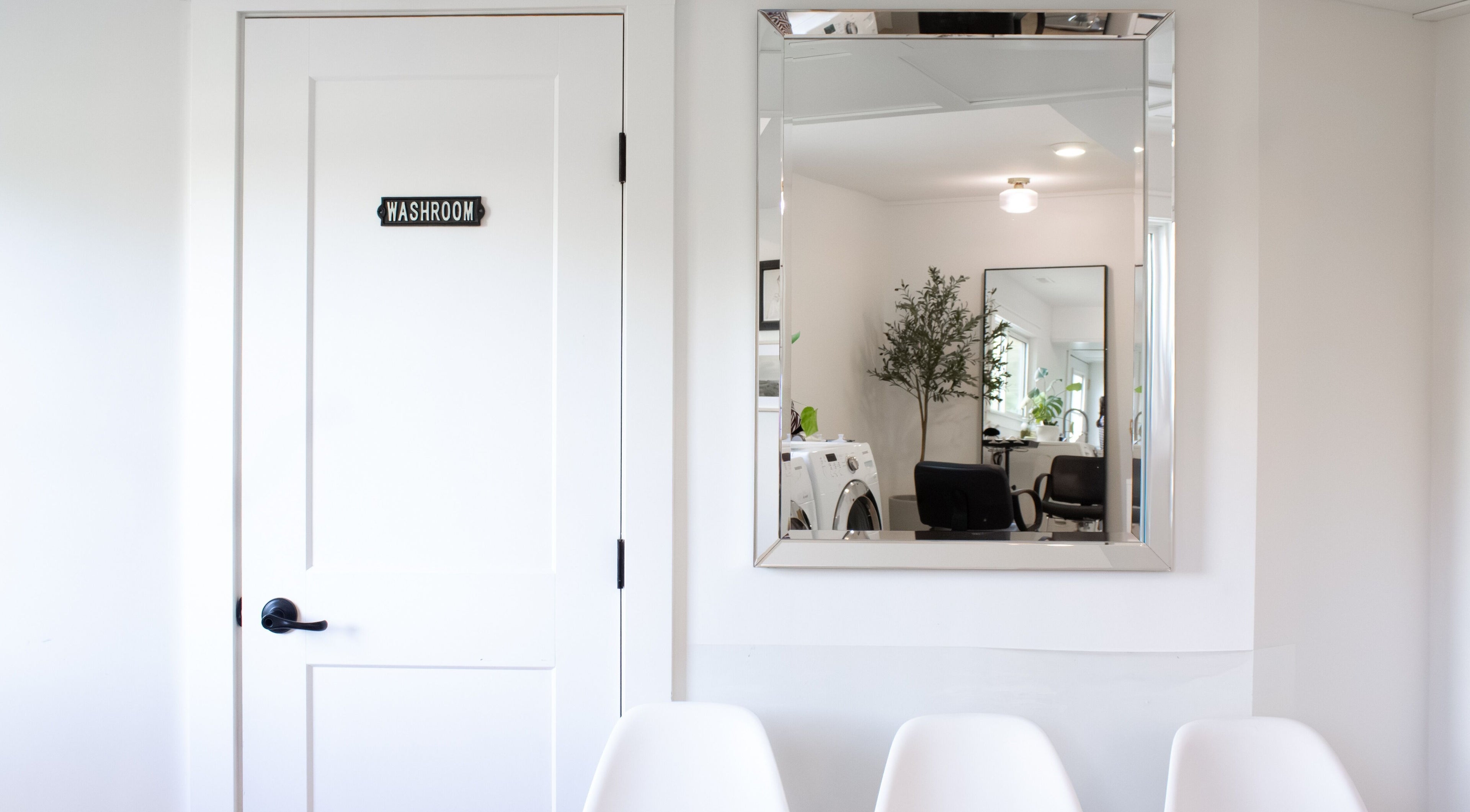 Modern salon washroom at Jessica Blackmon - Hairstylist, Langley City, British Columbia, CA.