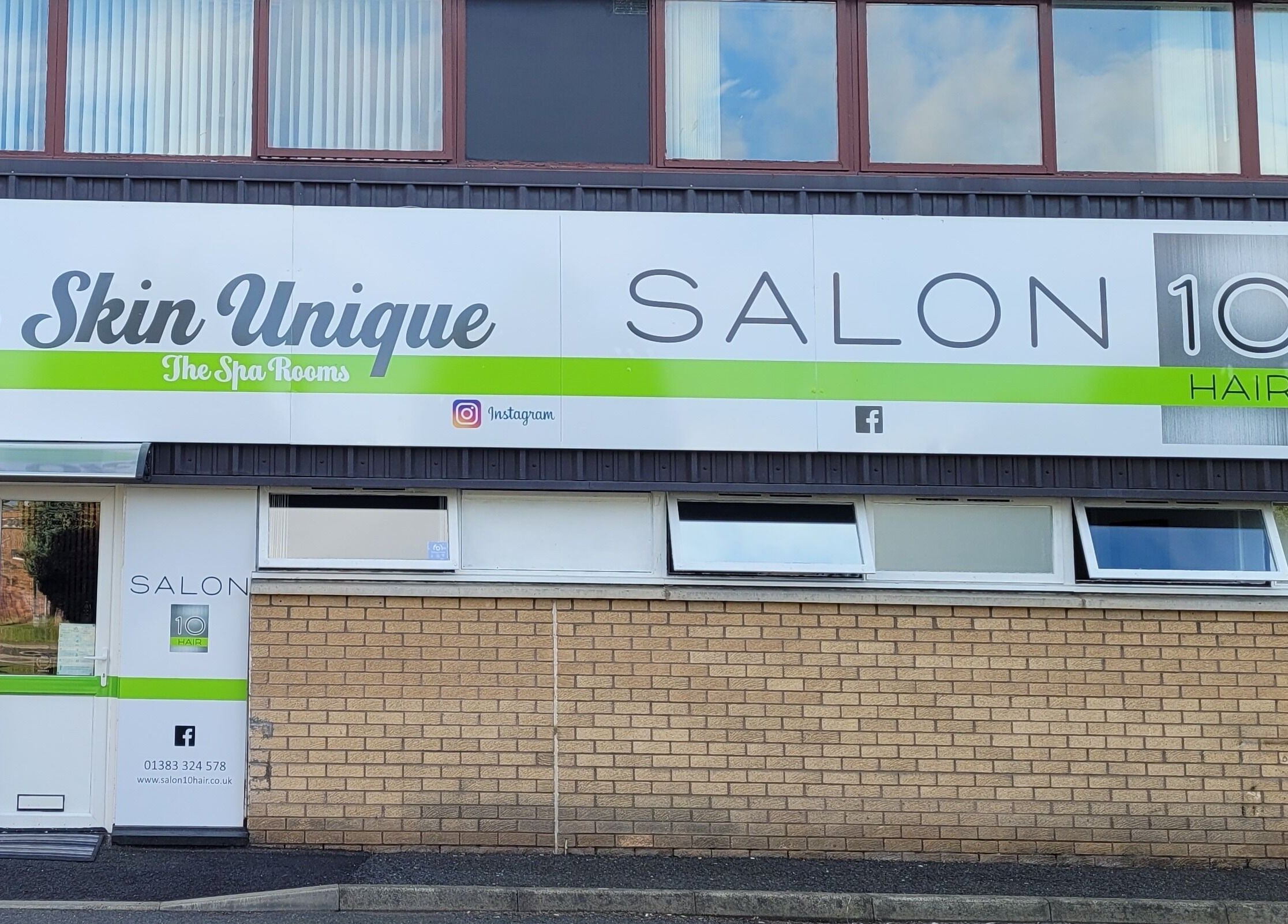 Front view of Salon 10 in Dalgety Bay, Scotland, GB showcasing a stylish exterior.
