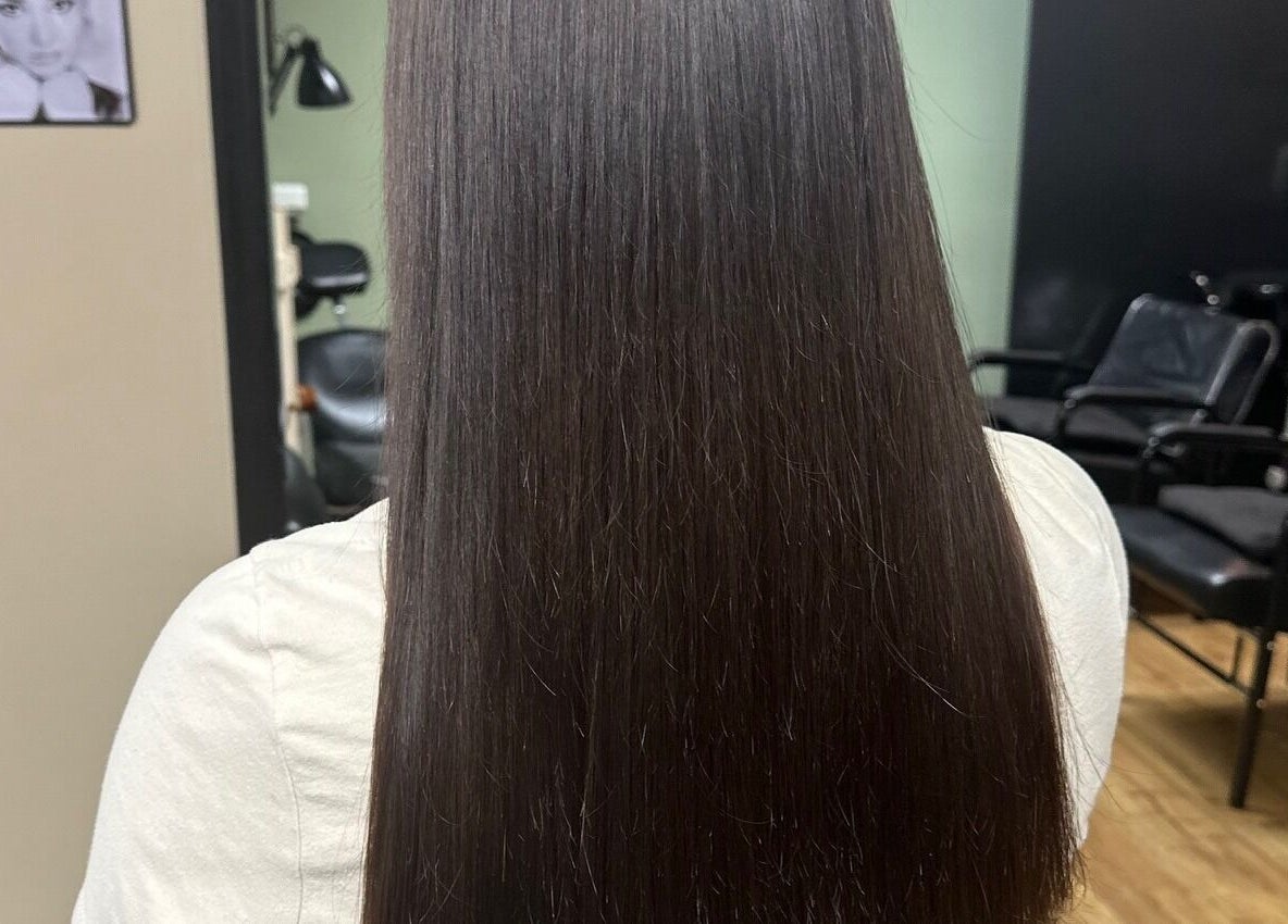 Smooth, straight hair styled at Sally Hoo in Hagerstown, Maryland, US, showcasing expert salon services.