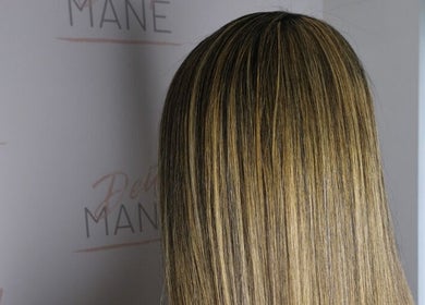 Sleek, highlighted hair showcased at DeityMANE Salon space, London, England, GB.