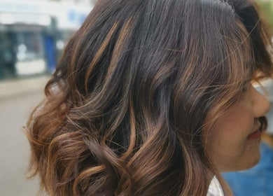 Close-up of styled hair at DeityMANE Salon space, London, England, GB.