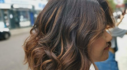 Close-up of styled hair at DeityMANE Salon space, London, England, GB.