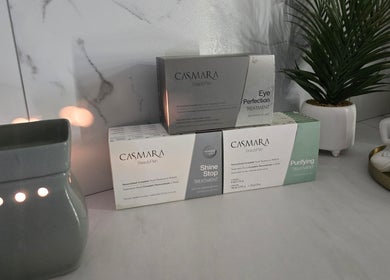 Casmara beauty products displayed at The Beauty Cabin, Calahonda, Andalucía, ES with a calming decor.