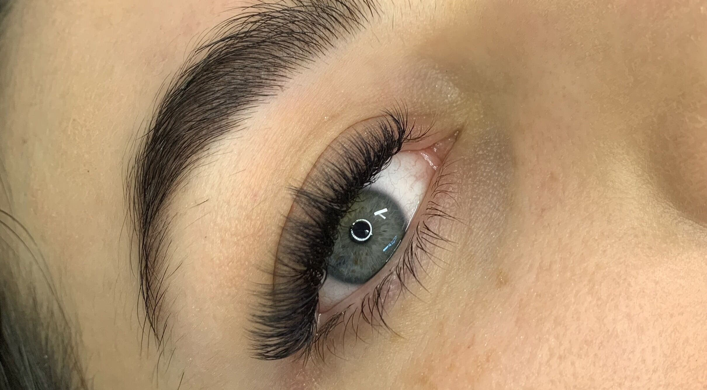 Close-up of expertly crafted eyelashes at Secret Lash Lab, Woonona, New South Wales, AU.