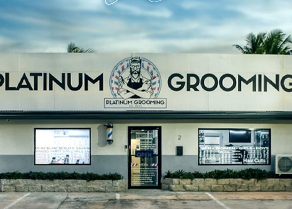 Platinumgrooming Tt's modern storefront in Couva, TT, showcasing elegance and style in beauty and wellness.