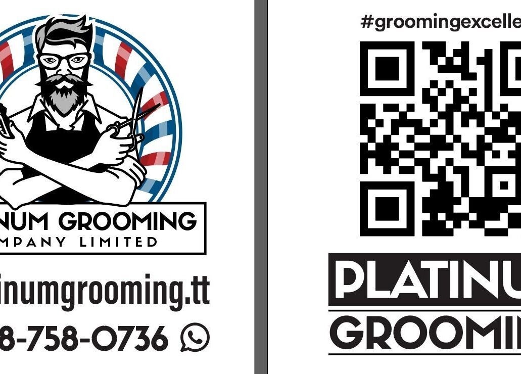 Platinumgrooming Tt logo and QR code at Couva, Couva-Tabaquite-Talparo Regional Corporation, TT.