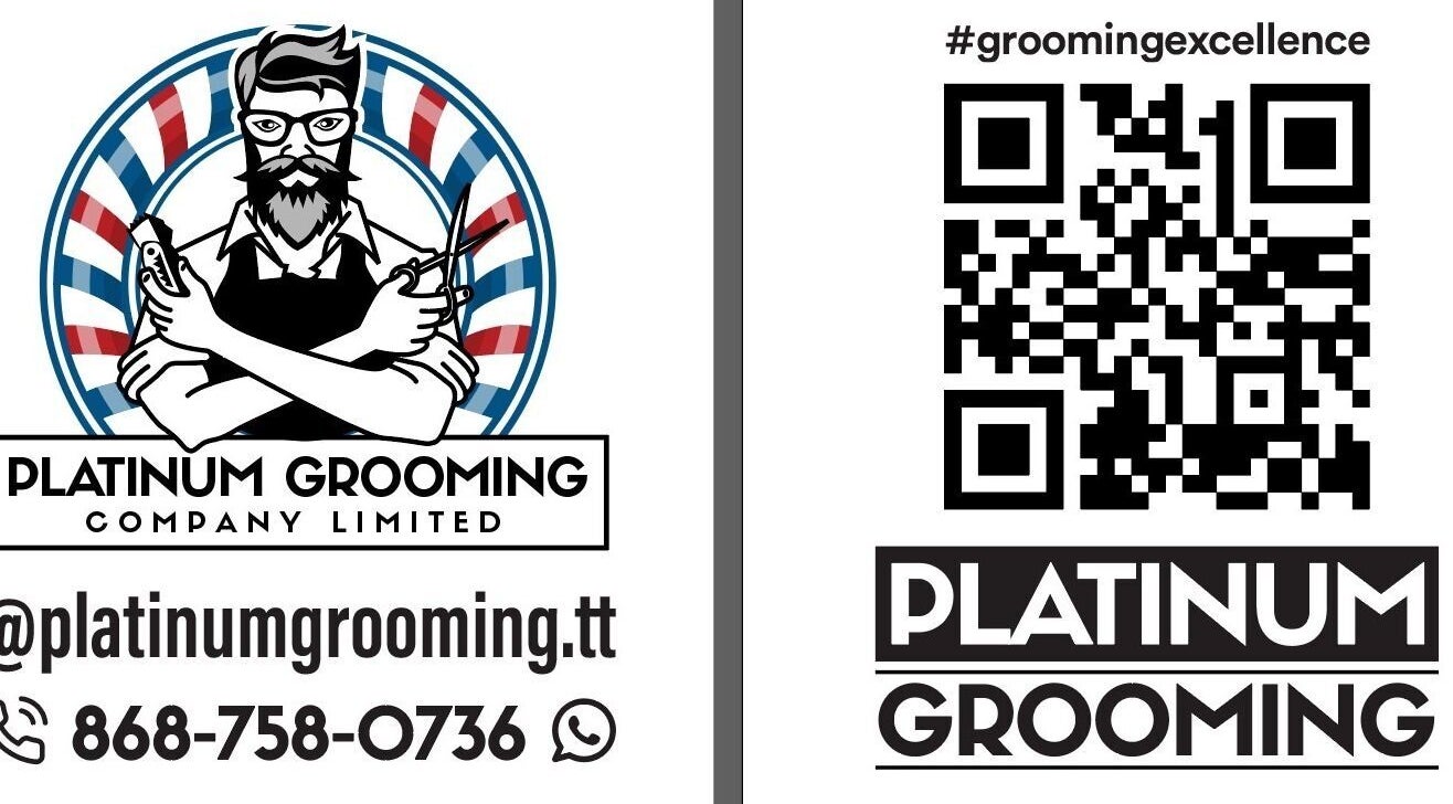 Platinumgrooming Tt logo and QR code at Couva, Couva-Tabaquite-Talparo Regional Corporation, TT.