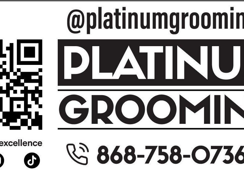Platinumgrooming Tt contact card with QR code in Couva, Couva-Tabaquite-Talparo Regional Corporation, TT.
