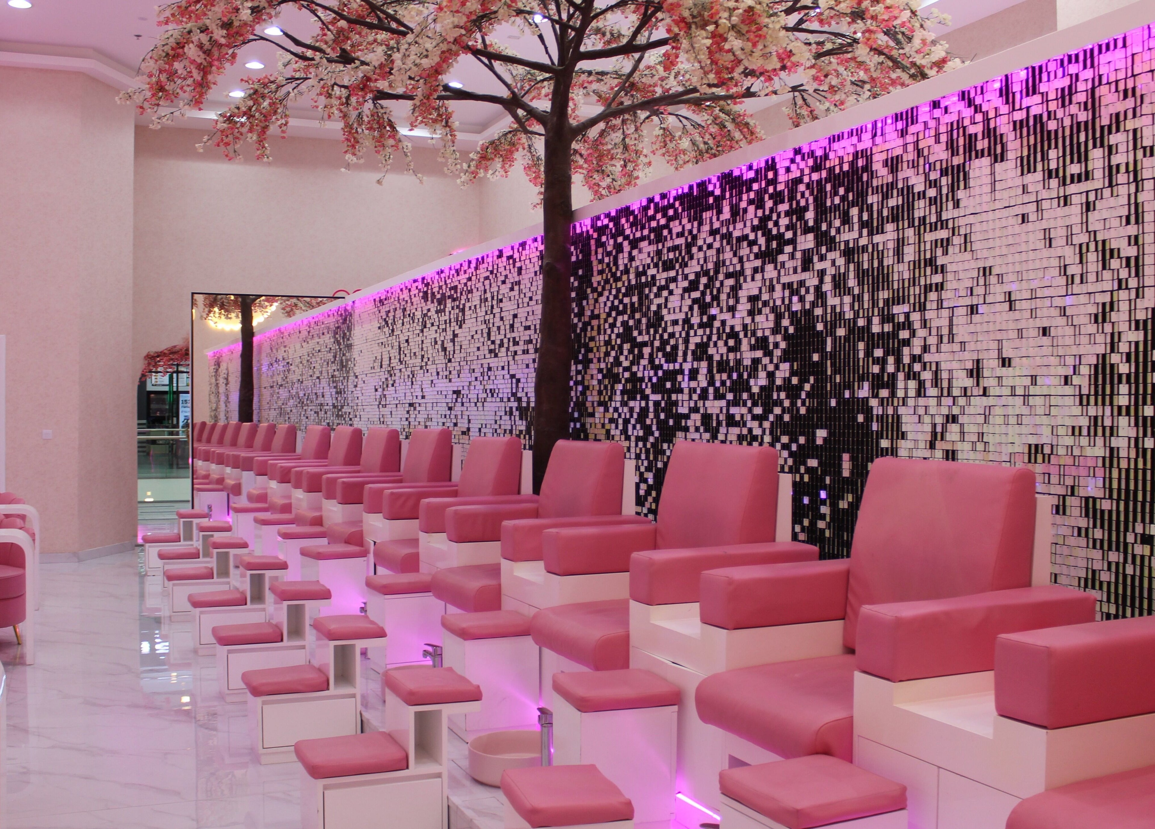 Elegant pink seating area at Cutting Edge Salon & SPA | Silicon Central Mall, Dubai, Dubai, AE