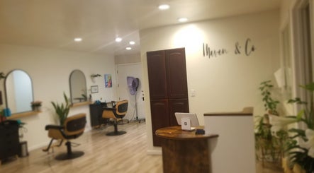 Chic salon interiors at Jennifer Raymann, Fort Bragg, California.