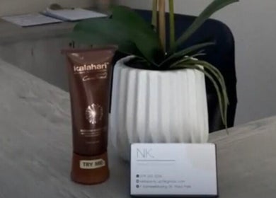 Elegant desk with plant and beauty product at NK Beauty & Aesthetics, Upington, Northern Cape, ZA.
