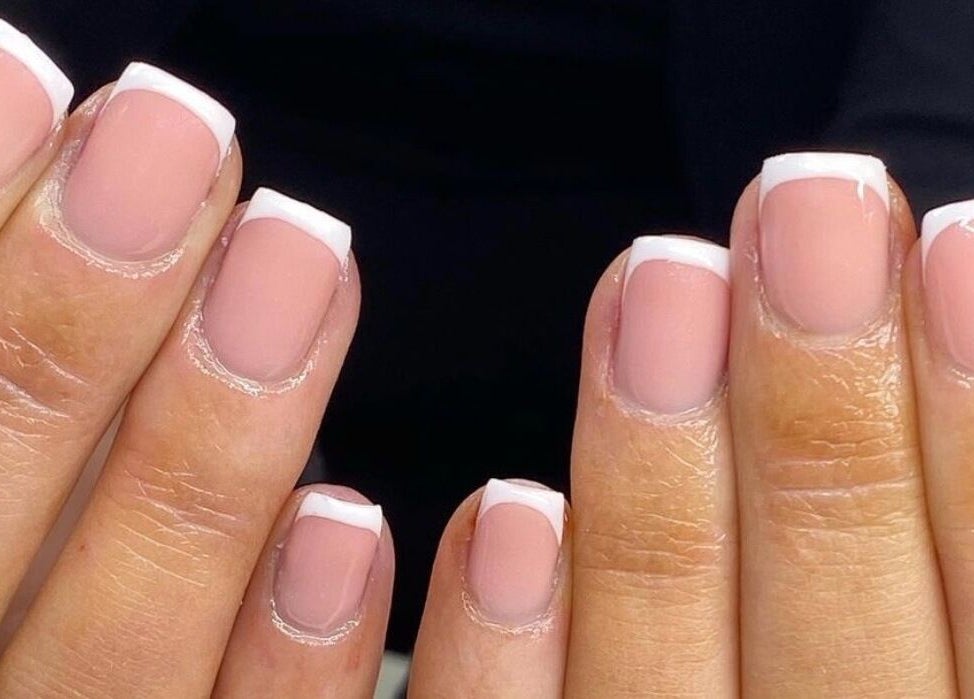 Stylish French manicure by Abbey Mcskeane Nail Technician at Clydebank, Scotland, GB location.