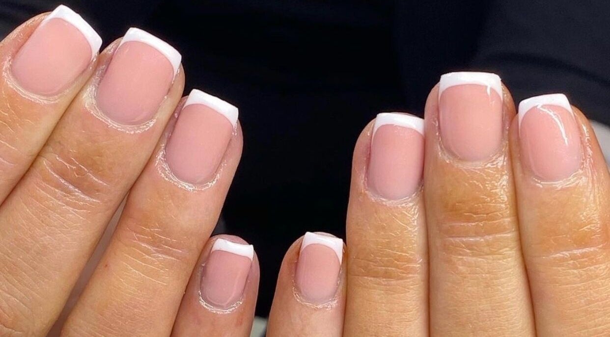 Stylish French manicure by Abbey Mcskeane Nail Technician at Clydebank, Scotland, GB location.