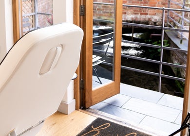 Relaxing treatment room with a view at Bridge Street Skin Clinic, Hungerford, England, GB.