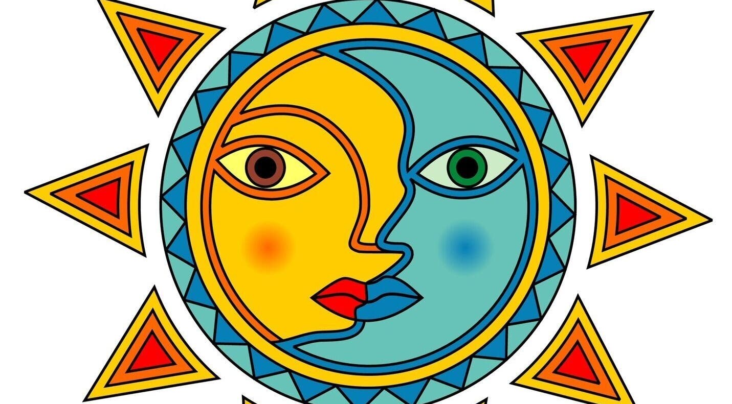 Colorful sun and moon artwork at Fokas Wellness Athens, Athens, GR symbolizing balance and serenity.