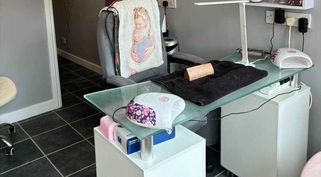 Modern nail station at Twinkle Toes and Fingers & Aesthetics, Taverham, England, GB, ready for manicures.