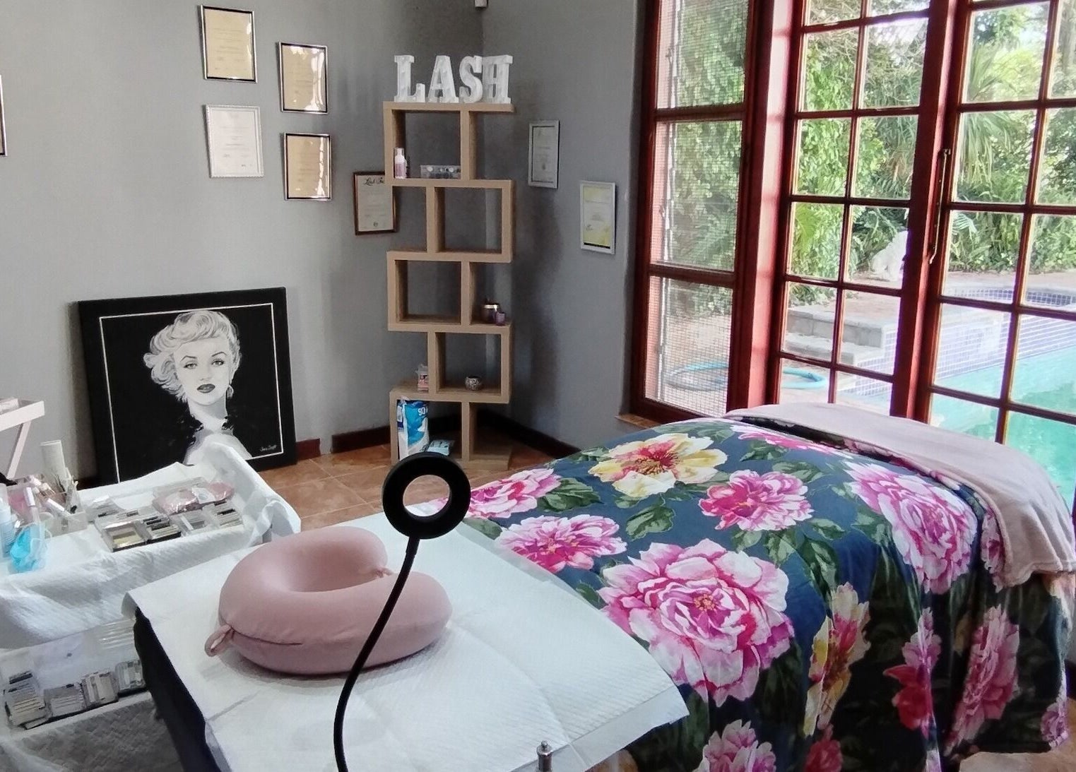 Cozy interior of The Brow Room, Port Elizabeth, Eastern Cape, ZA, highlighting a relaxing treatment area.