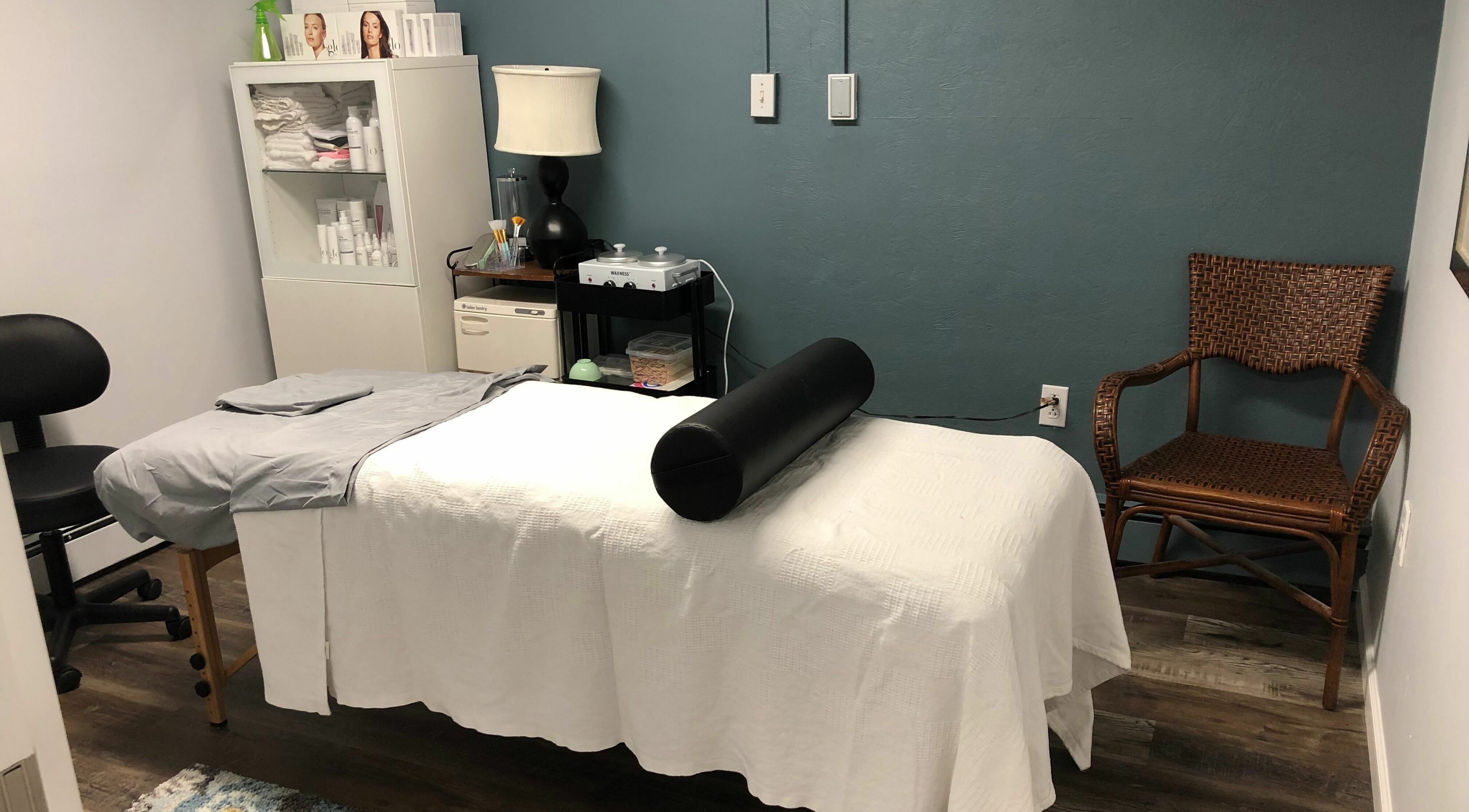Relaxation room at Shear Integrity, McMurray, Pennsylvania, US, featuring a comfortable treatment table.