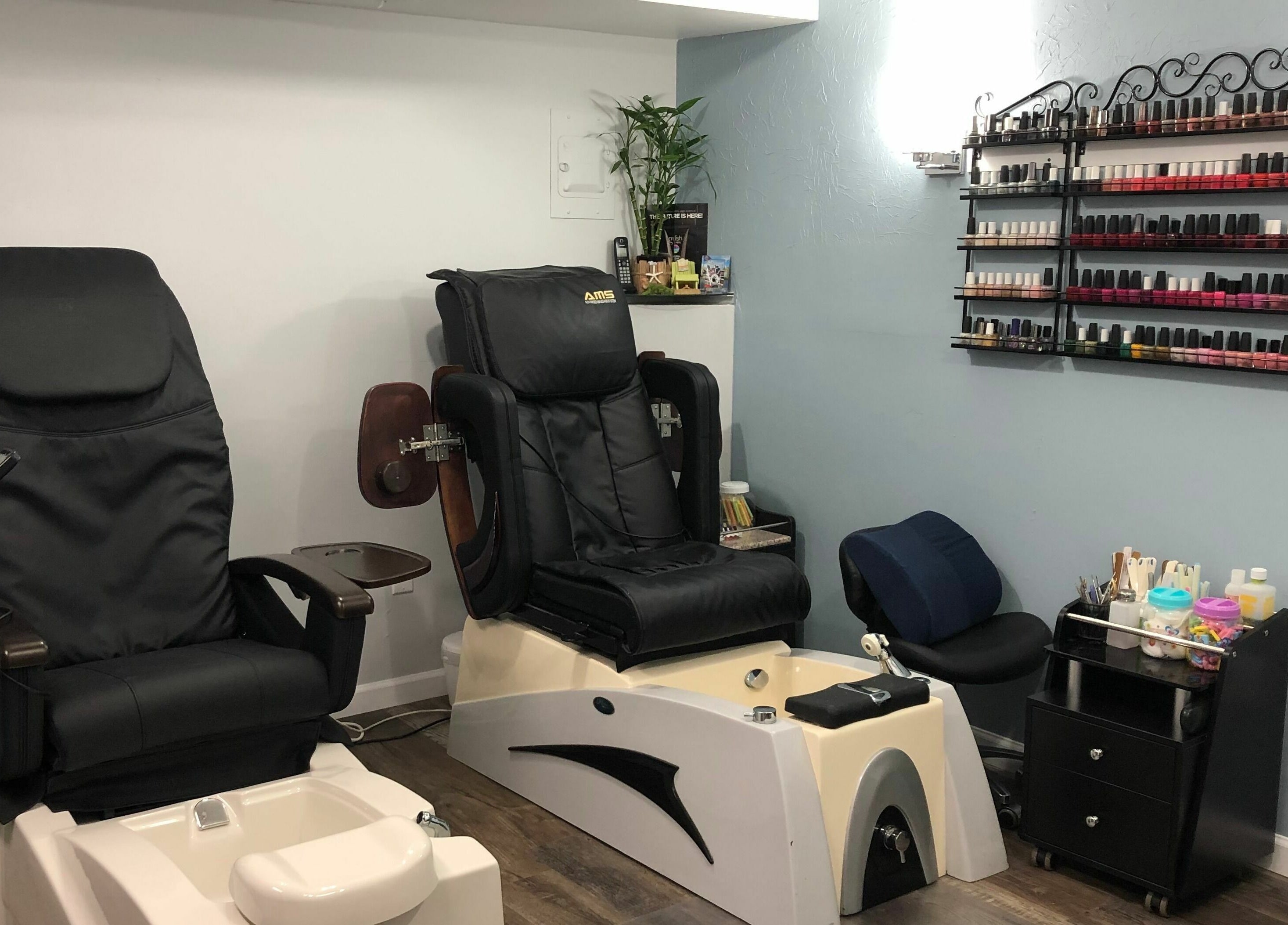 Luxurious pedicure chairs at Shear Integrity in McMurray, Pennsylvania, US, ready for your ultimate comfort.