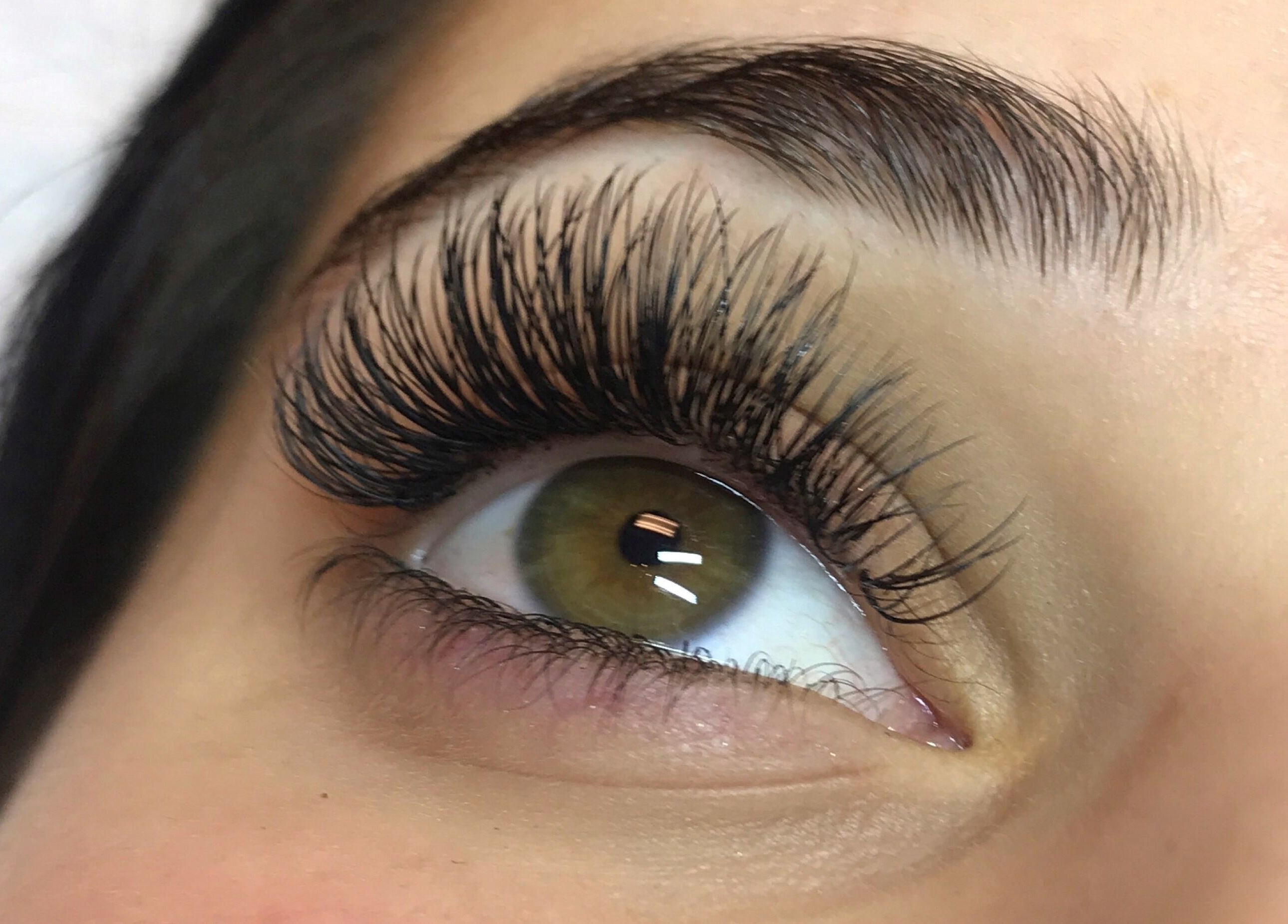 Close-up of eyelash extensions at Dolly Lash Lounge, Pointe-Claire, Québec, CA.