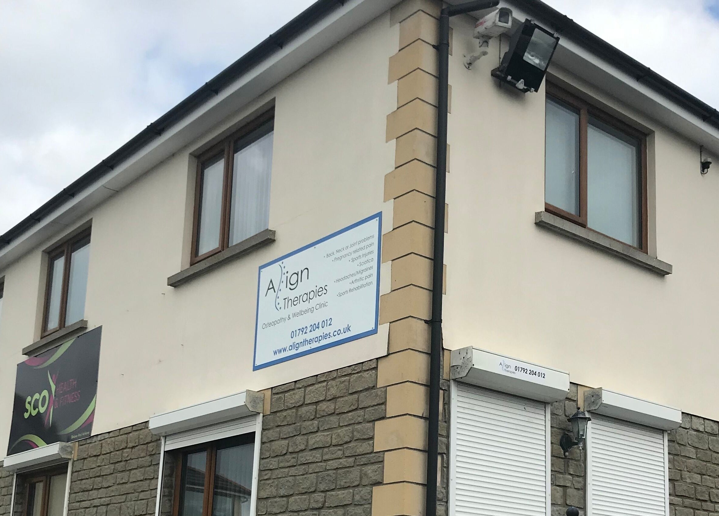 Exterior of Align Therapies - Cross Hands Clinic in Cross Hands, Wales, GB, featuring clinic signage.