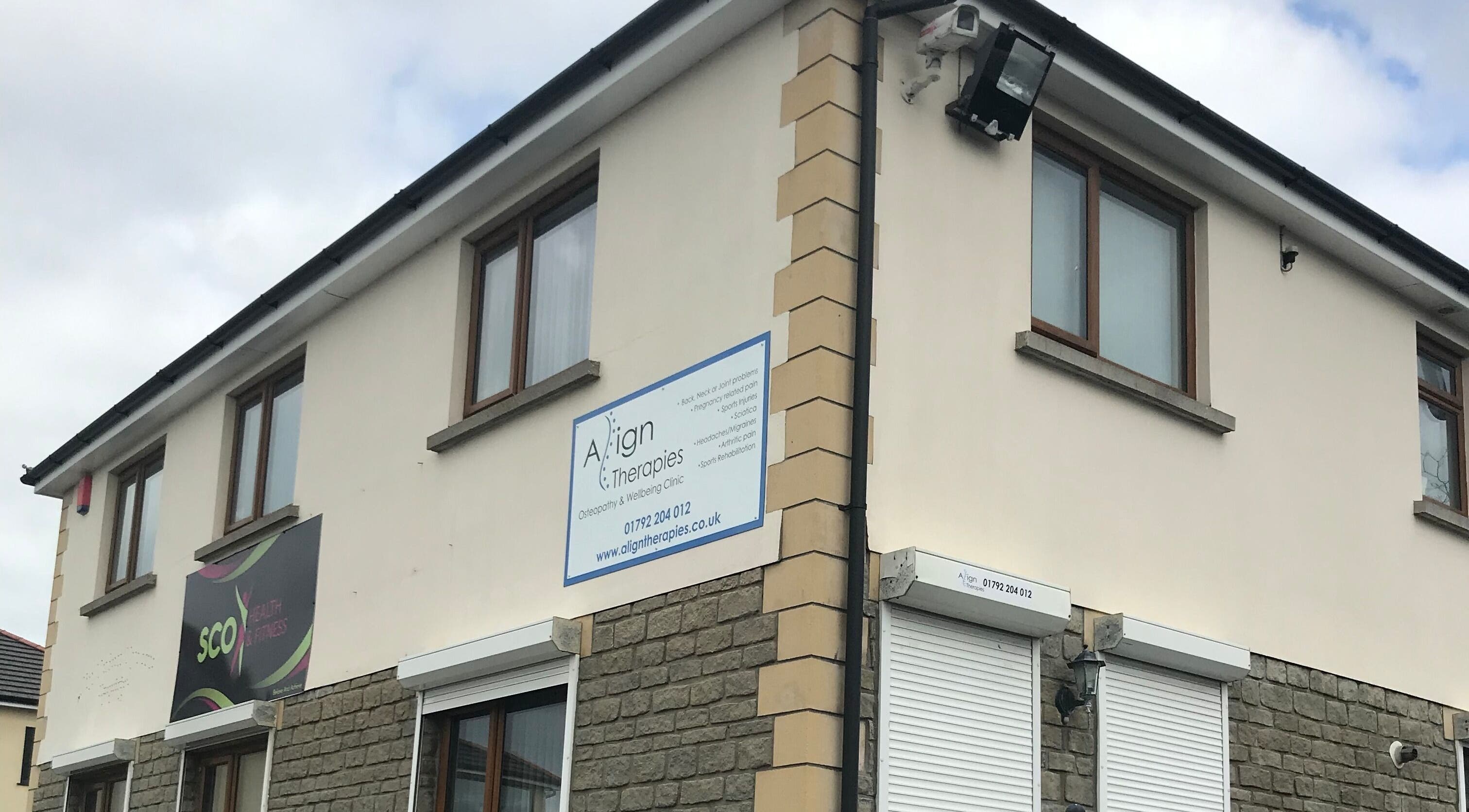 Exterior of Align Therapies - Cross Hands Clinic in Cross Hands, Wales, GB, featuring clinic signage.