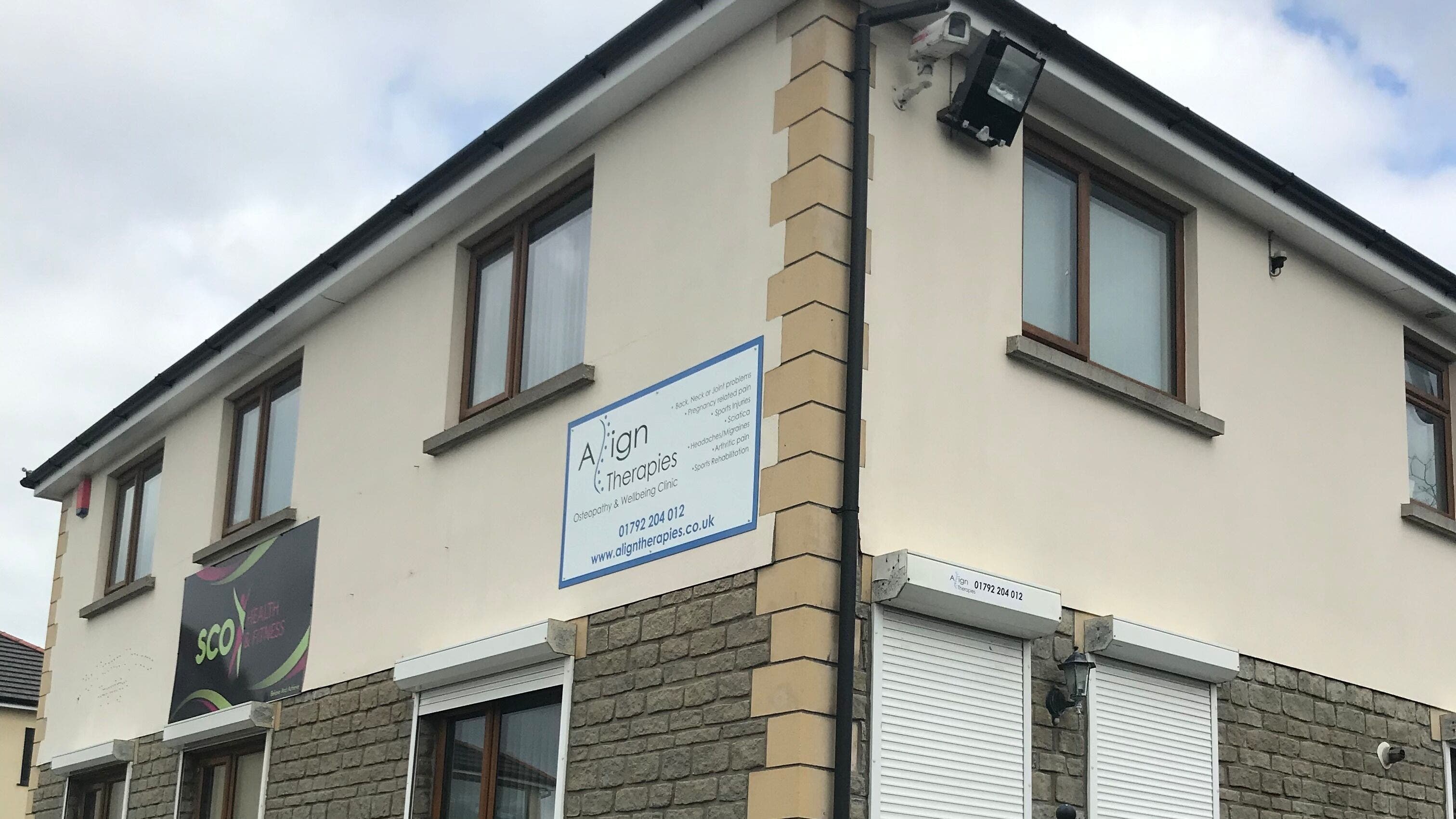 Exterior of Align Therapies - Cross Hands Clinic in Cross Hands, Wales, GB, featuring clinic signage.