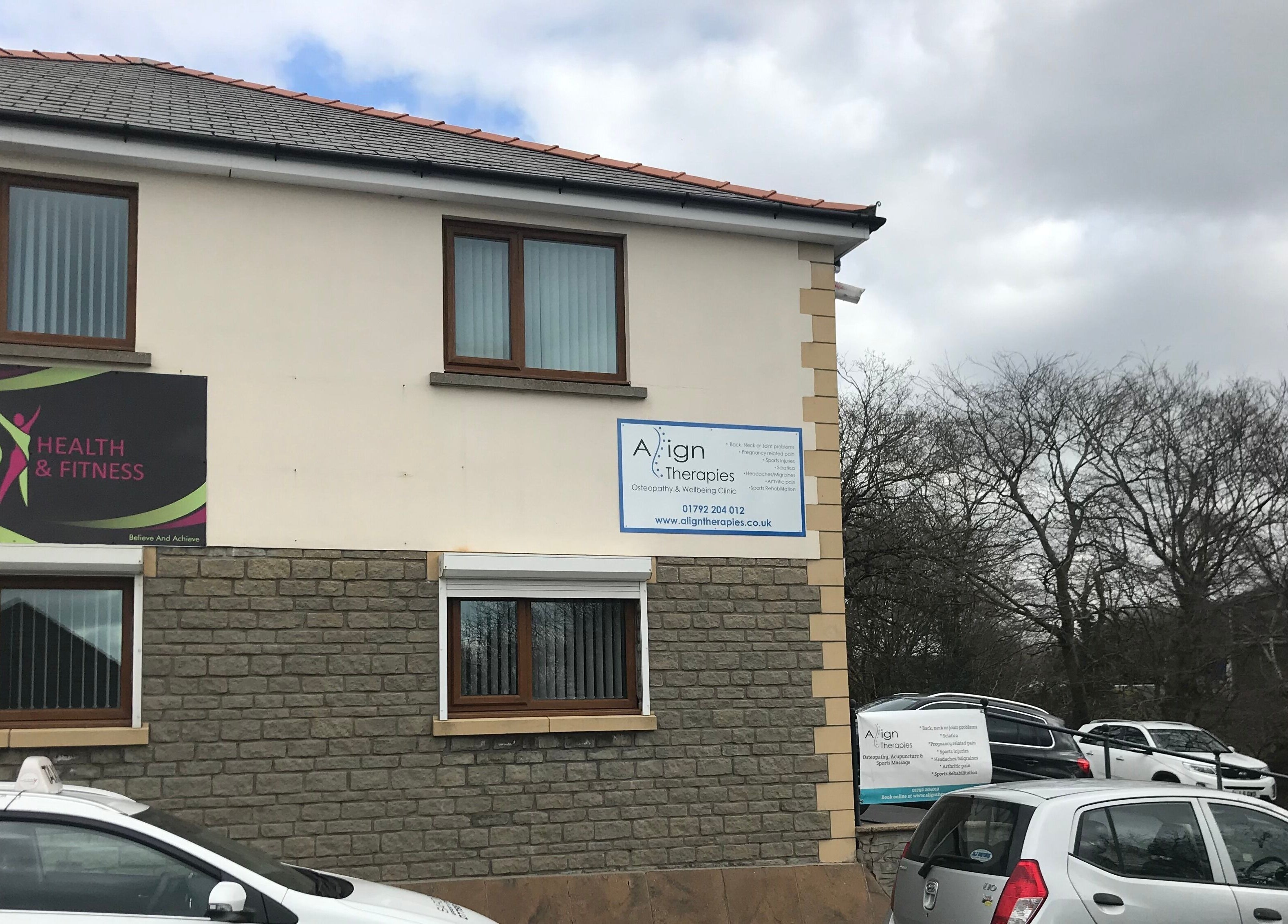Align Therapies - Cross Hands Clinic exterior view in Cross Hands, Wales, GB on a cloudy day.