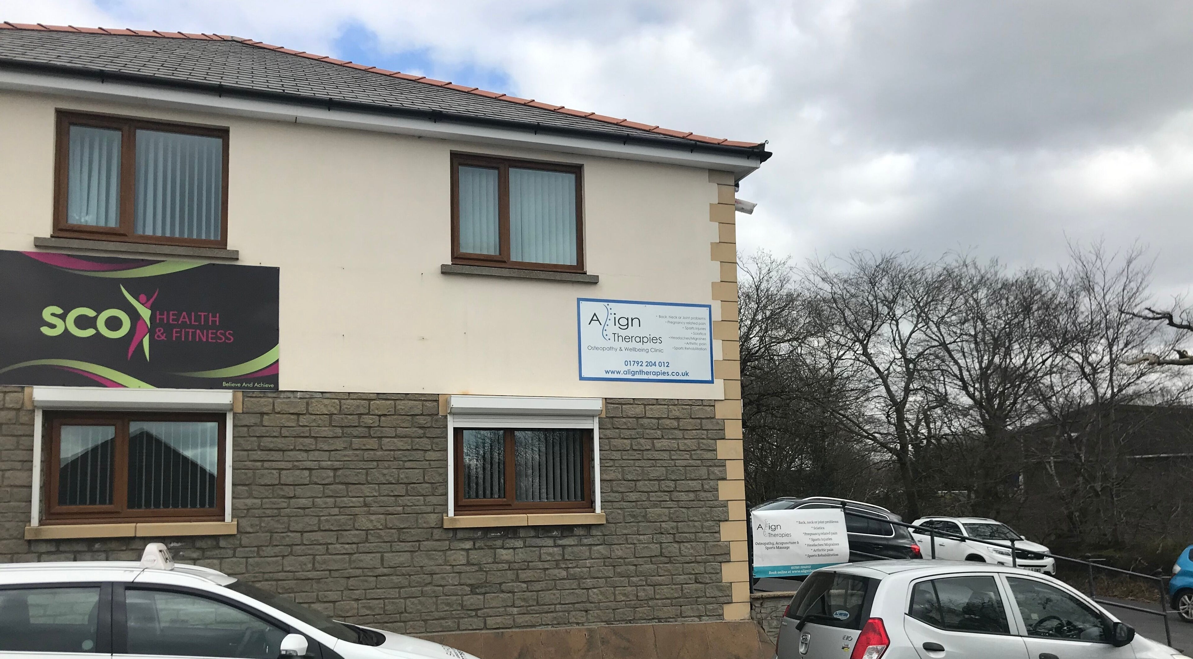 Align Therapies - Cross Hands Clinic exterior view in Cross Hands, Wales, GB on a cloudy day.