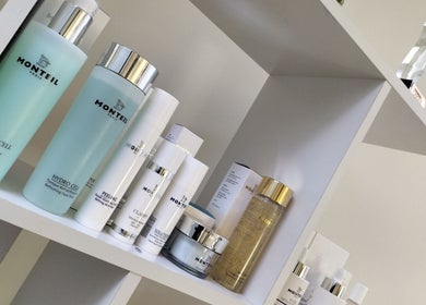 Luxury beauty products on display at Nailporium & More, Sandton, Gauteng, ZA.