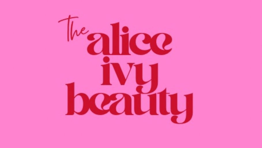 Stylish logo of Alice Ivy Beauty set against a vibrant pink background in Rotherham, England, GB.