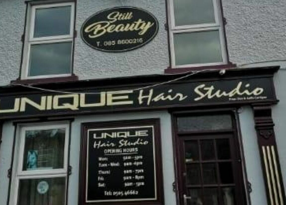 Front view of Still Beauty at Rathdowney, County Laois, IE showcasing Unique Hair Studio entrance.