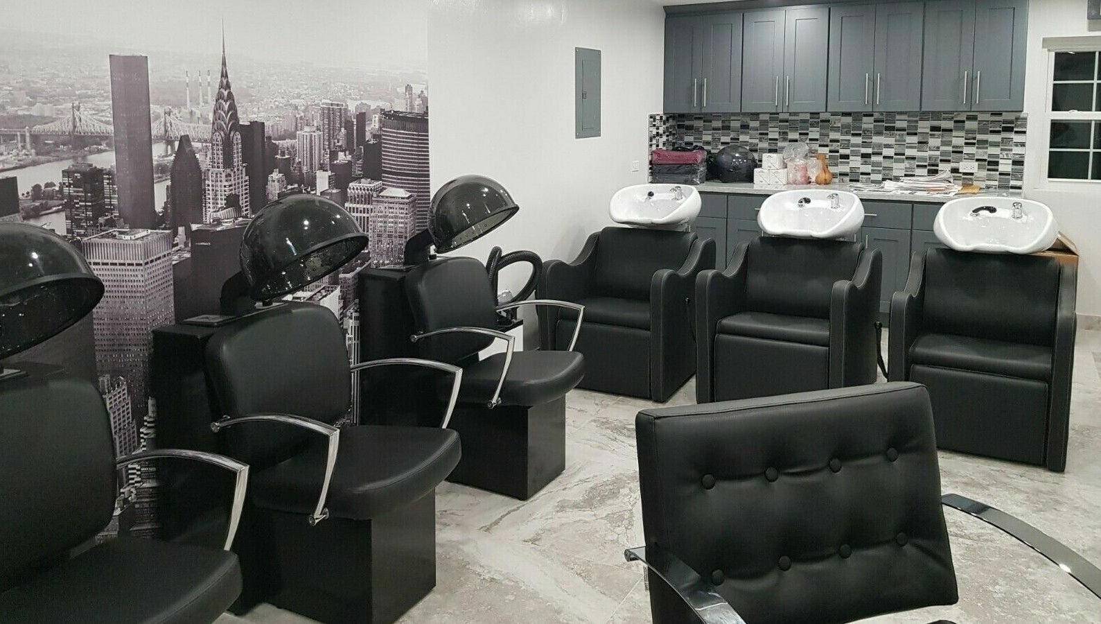 Modern hair washing station at Inlet Stream Beauty Salon and Day Spa, Flatts Village, Smiths Parish, BM.