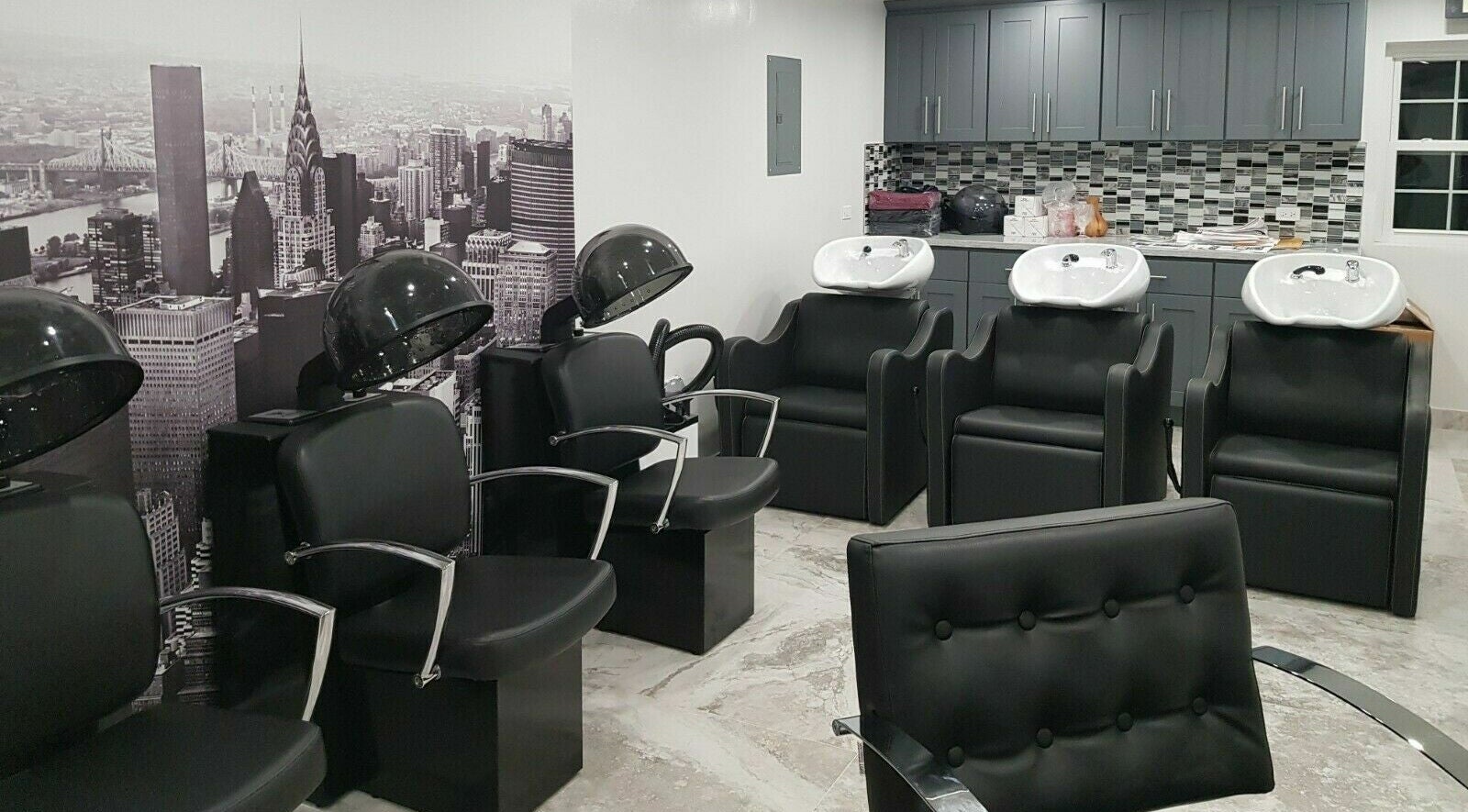 Modern hair washing station at Inlet Stream Beauty Salon and Day Spa, Flatts Village, Smiths Parish, BM.