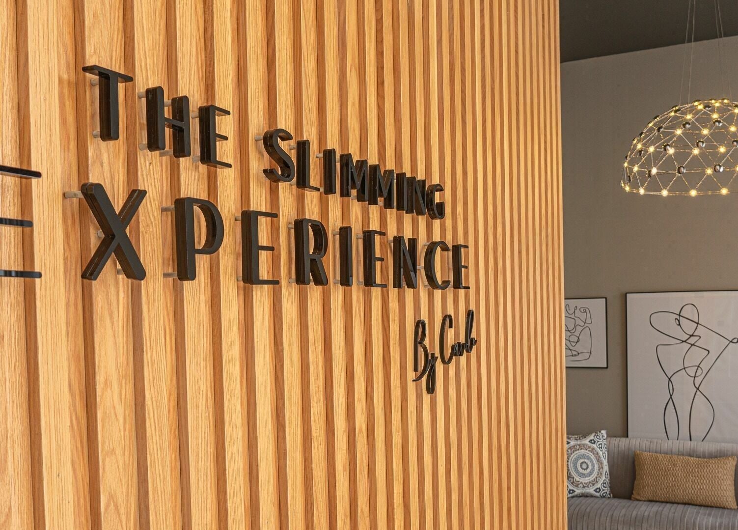 Modern interior at The Slimming Experience, Dubai, AE, showcasing artistic decor and luxurious ambiance.