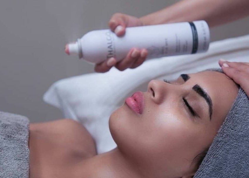 Facial treatment at The Slimming Experience in Dubai, Dubai, AE. Calm ambiance with skincare product application.