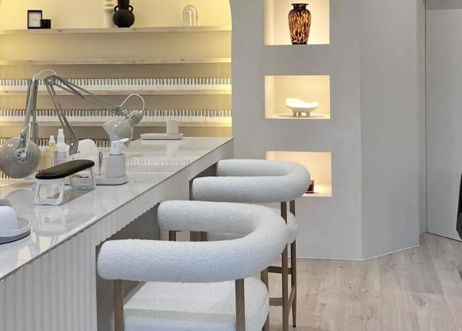 Elegant nail station at House of Coco in Northwich, England, GB, showcasing chic design and modern aesthetics.