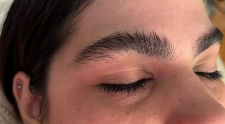 Close-up of perfectly shaped brows at My Candy Wax, River Grove, Illinois, US.