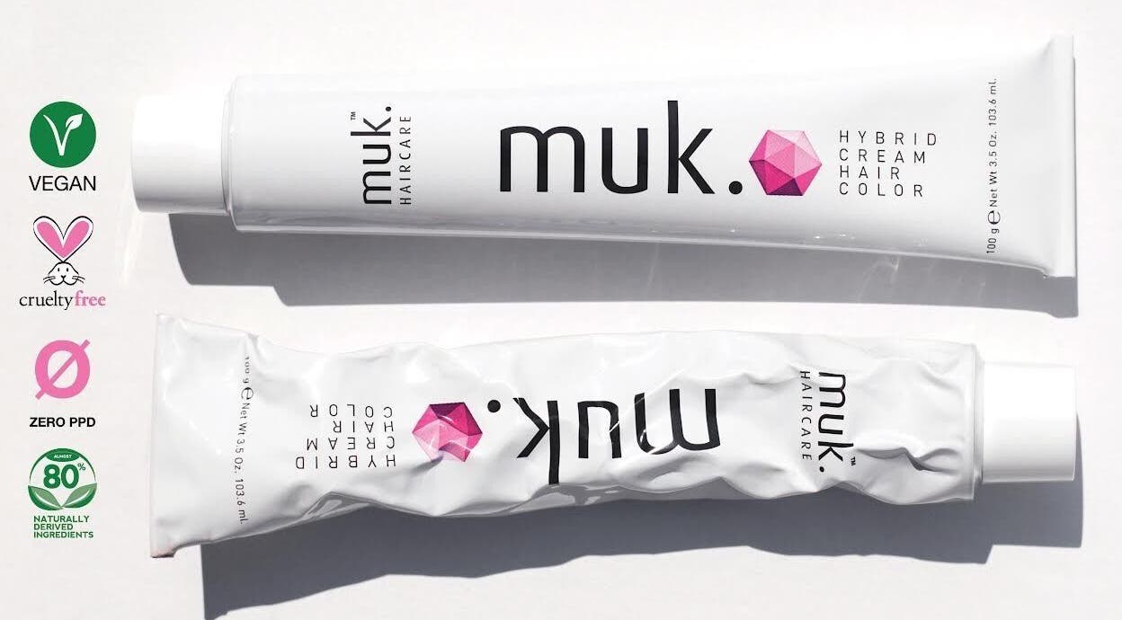 Vegan muk hybrid cream hair color at Mynx Hair Design, Healesville, Victoria, AU for vibrant, cruelty-free results.
