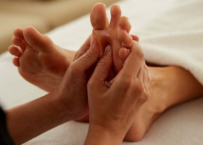 Foot massage at On Cloud Nine Therapies in Godalming, England, GB offering relaxation and wellness.